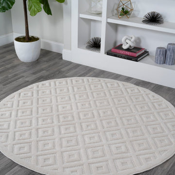 Portmany Neutral Diamond Trellis Indoor/outdoor Area Rug